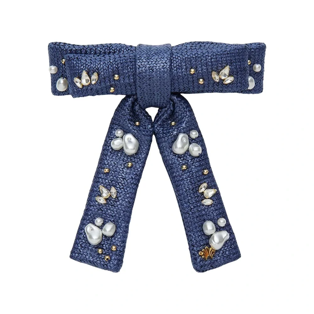 Lele Sadoughi Antoinette Oasis Embellished Bow Barrette Women OS Azure Blue